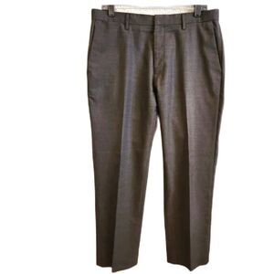 Banana Republic Gray Flat Front Wool Subtle Plaid Dress Pants Size 36 X 32